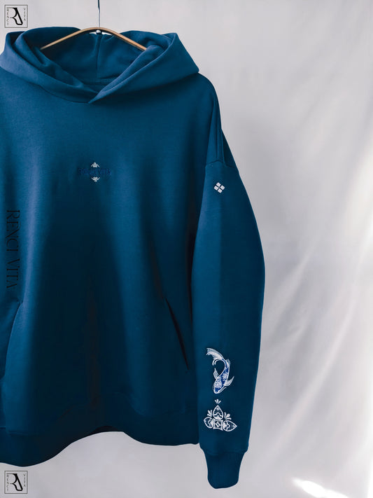 'Blue Porcelain' Oversized Hoodie