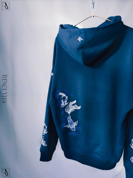'Blue Porcelain' Oversized Hoodie